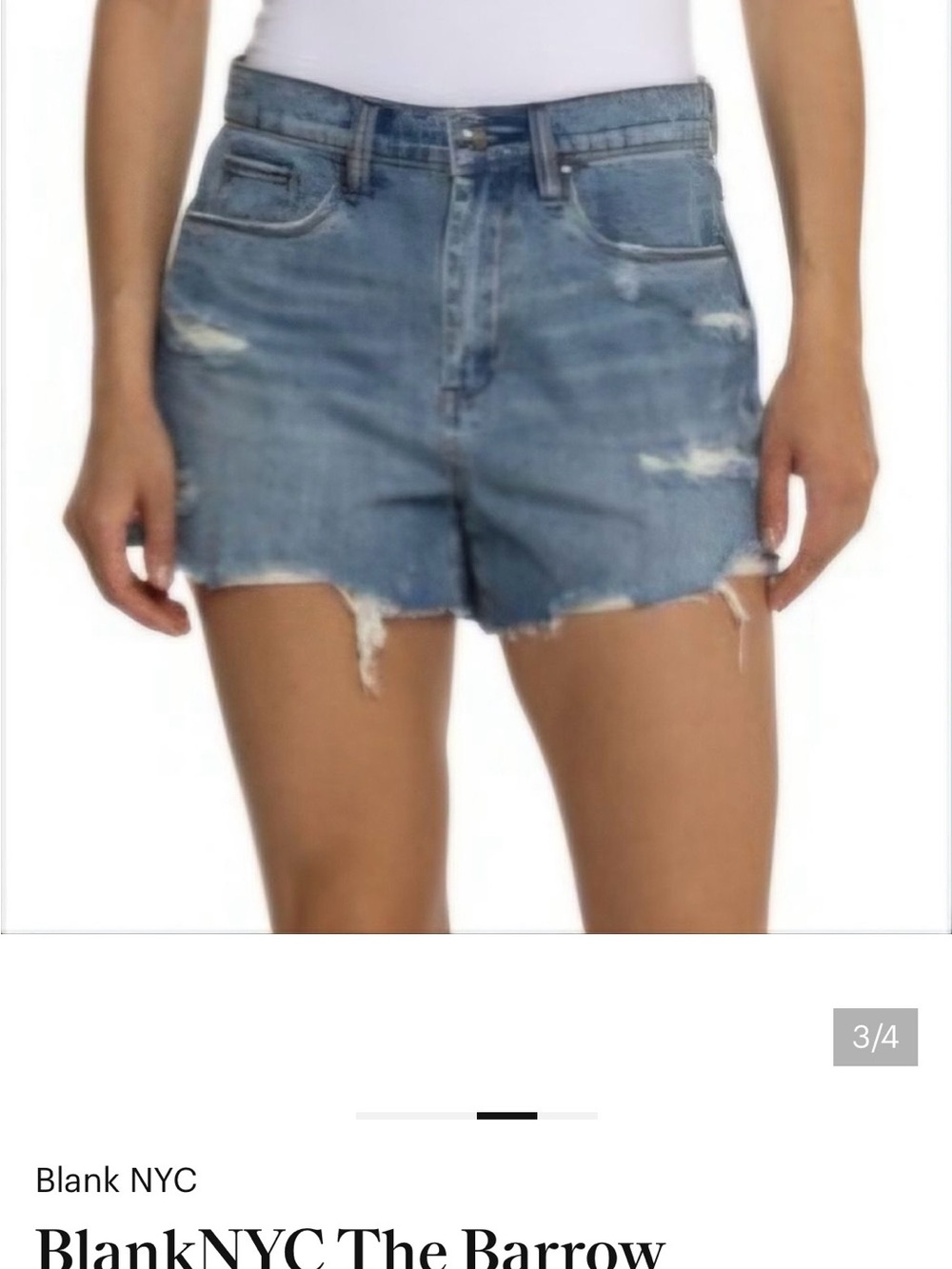 Blank NYC Distressed Mid-Blue Denim Cutoff Shorts
